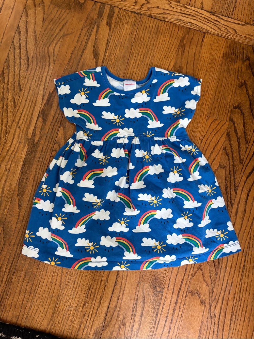 Hanna Andersson 3T Blue Rainbow & Cloud Print Casual Dress